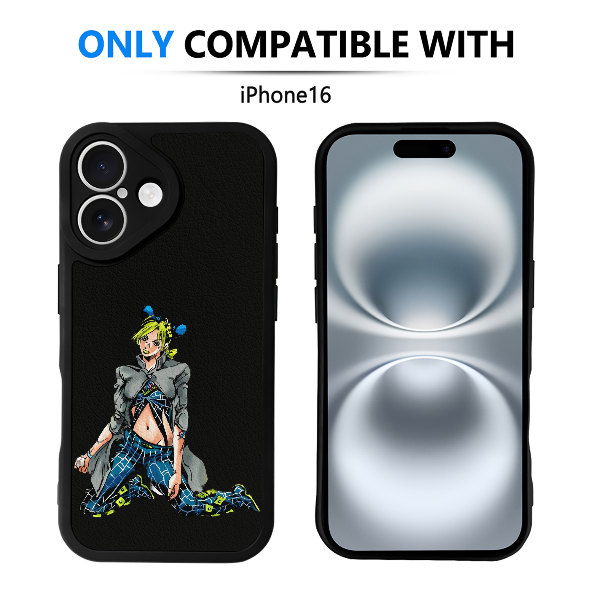 （画像用） "ジョジョの奇妙な冒険 くうじょう ジョリーン JoJo's Bizarre Adventure Jolyne Cujoh " 【iPhone 16シリーズ対応】シリコンスマホケース（レザー調） 材質：シリコン